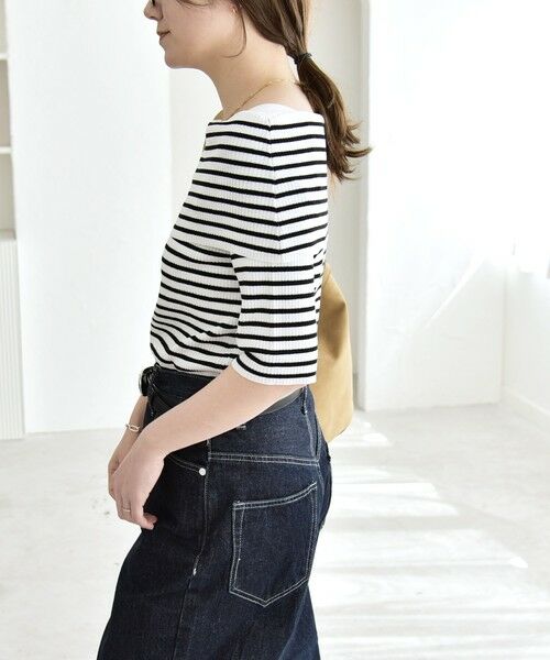 SHIPS / シップス ニット・セーター | 《予約》quaranciel:〈洗濯機可能〉オフショルダー ハーフスリーブ リブ ニット | 詳細9