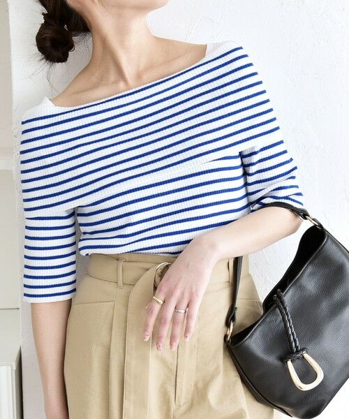 SHIPS / シップス ニット・セーター | 《予約》quaranciel:〈洗濯機可能〉オフショルダー ハーフスリーブ リブ ニット | 詳細24