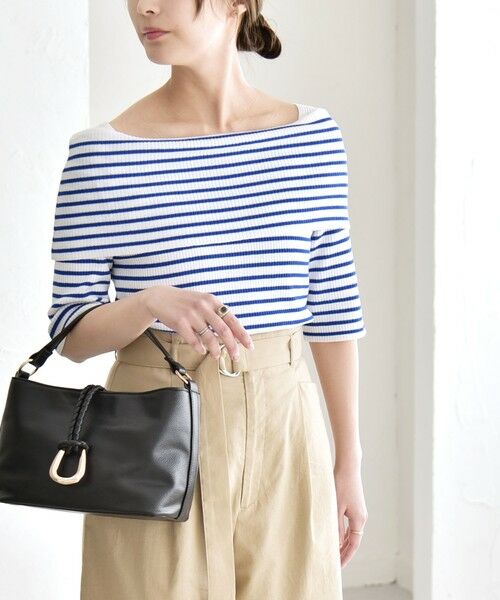 SHIPS / シップス ニット・セーター | 《予約》quaranciel:〈洗濯機可能〉オフショルダー ハーフスリーブ リブ ニット | 詳細27