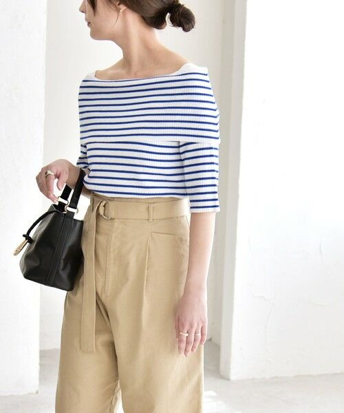 SHIPS / シップス ニット・セーター | 《予約》quaranciel:〈洗濯機可能〉オフショルダー ハーフスリーブ リブ ニット | 詳細28