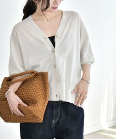 SHIPS / シップス カーディガン・ボレロ | 《予約》quaranciel:〈接触冷感/手洗い可能〉メタルボタン Vネック シアー ニット カーディガン
