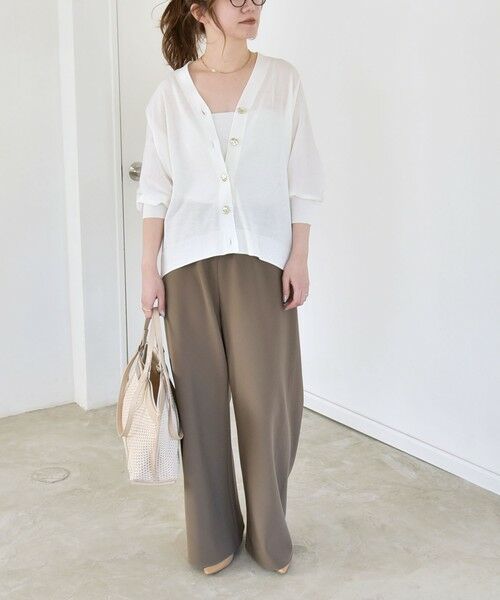 SHIPS / シップス カーディガン・ボレロ | 《予約》quaranciel:〈接触冷感/手洗い可能〉メタルボタン Vネック シアー ニット カーディガン | 詳細1