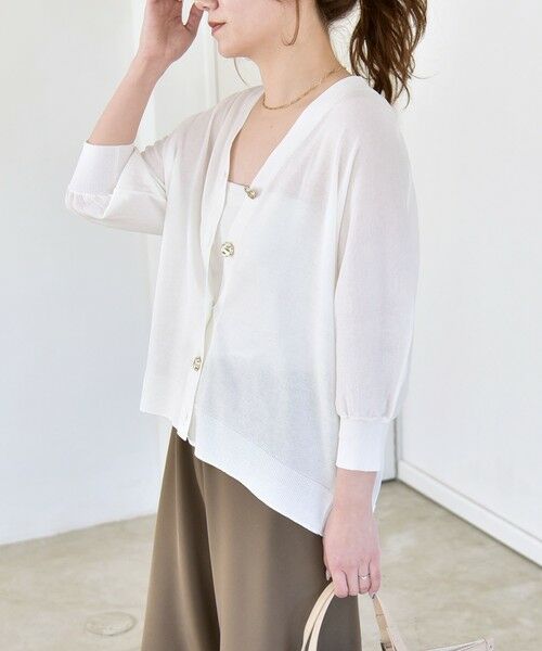 SHIPS / シップス カーディガン・ボレロ | 《予約》quaranciel:〈接触冷感/手洗い可能〉メタルボタン Vネック シアー ニット カーディガン | 詳細2