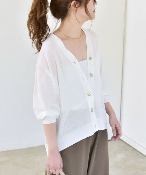 SHIPS / シップス カーディガン・ボレロ | 《予約》quaranciel:〈接触冷感/手洗い可能〉メタルボタン Vネック シアー ニット カーディガン | 詳細3