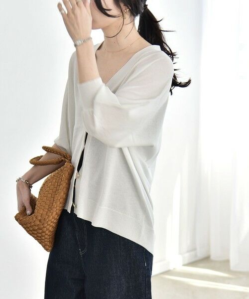 SHIPS / シップス カーディガン・ボレロ | 《予約》quaranciel:〈接触冷感/手洗い可能〉メタルボタン Vネック シアー ニット カーディガン | 詳細13