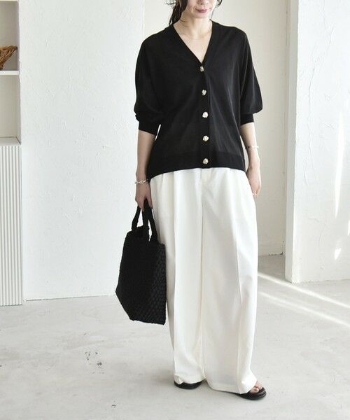 SHIPS / シップス カーディガン・ボレロ | 《予約》quaranciel:〈接触冷感/手洗い可能〉メタルボタン Vネック シアー ニット カーディガン | 詳細15