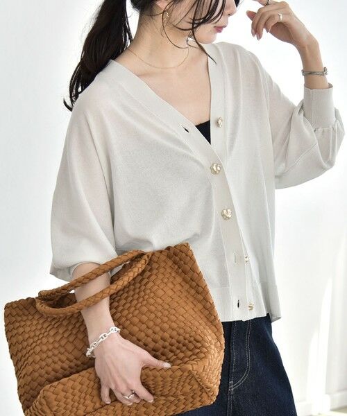SHIPS / シップス カーディガン・ボレロ | 《予約》quaranciel:〈接触冷感/手洗い可能〉メタルボタン Vネック シアー ニット カーディガン | 詳細8