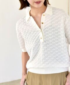 SHIPS / シップス ニット・セーター | 《予約》quaranciel:〈手洗い可能〉透かし編み ポロ ニット プルオーバー