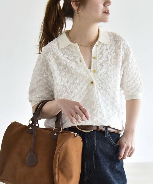 SHIPS / シップス ニット・セーター | quaranciel:〈手洗い可能〉透かし編み ポロ ニット プルオーバー | 詳細11