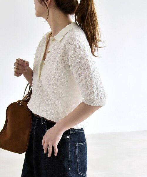 SHIPS / シップス ニット・セーター | quaranciel:〈手洗い可能〉透かし編み ポロ ニット プルオーバー | 詳細5