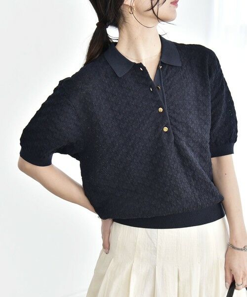 SHIPS / シップス ニット・セーター | 《予約》quaranciel:〈手洗い可能〉透かし編み ポロ ニット プルオーバー | 詳細14