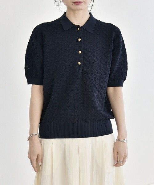 SHIPS / シップス ニット・セーター | 《予約》quaranciel:〈手洗い可能〉透かし編み ポロ ニット プルオーバー | 詳細23