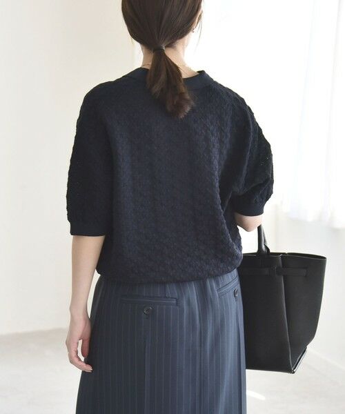 SHIPS / シップス ニット・セーター | 《予約》quaranciel:〈手洗い可能〉透かし編み ポロ ニット プルオーバー | 詳細7