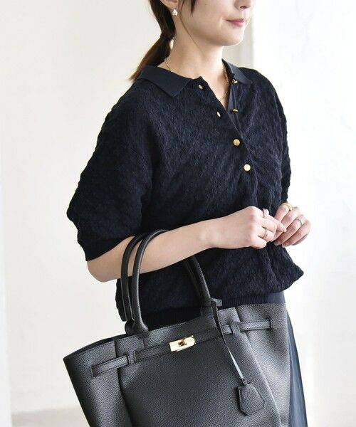 SHIPS / シップス ニット・セーター | 《予約》quaranciel:〈手洗い可能〉透かし編み ポロ ニット プルオーバー | 詳細9