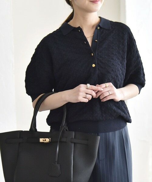 SHIPS / シップス ニット・セーター | 《予約》quaranciel:〈手洗い可能〉透かし編み ポロ ニット プルオーバー | 詳細10
