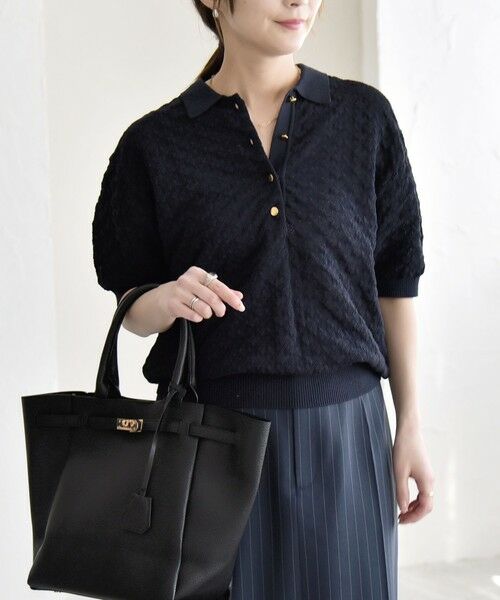 SHIPS / シップス ニット・セーター | 《予約》quaranciel:〈手洗い可能〉透かし編み ポロ ニット プルオーバー | 詳細11