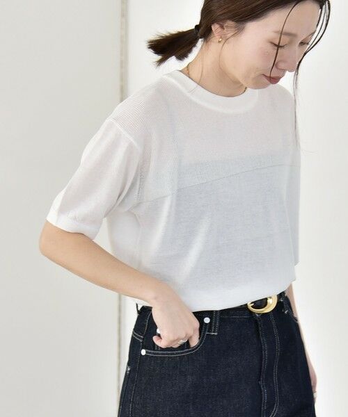 SHIPS / シップス ニット・セーター | 《予約》quaranciel:〈接触冷感/手洗い可能〉コンパクト シアー ニット TEE | 詳細2