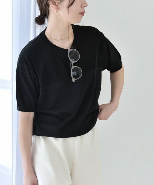 SHIPS / シップス ニット・セーター | 《予約》quaranciel:〈接触冷感/手洗い可能〉コンパクト シアー ニット TEE | 詳細14