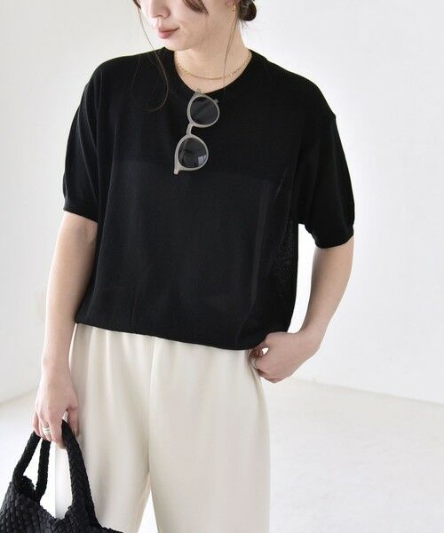 SHIPS / シップス ニット・セーター | 《予約》quaranciel:〈接触冷感/手洗い可能〉コンパクト シアー ニット TEE | 詳細15
