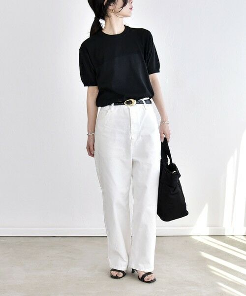 SHIPS / シップス ニット・セーター | 《予約》quaranciel:〈接触冷感/手洗い可能〉コンパクト シアー ニット TEE | 詳細16