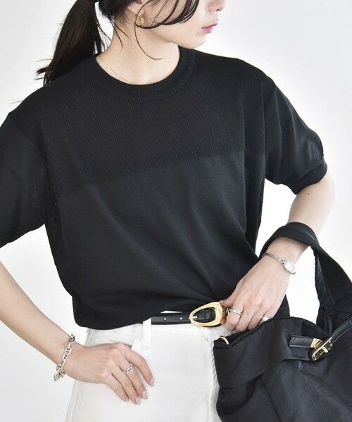 SHIPS / シップス ニット・セーター | 《予約》quaranciel:〈接触冷感/手洗い可能〉コンパクト シアー ニット TEE | 詳細9