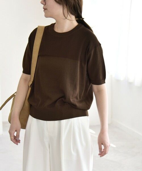 SHIPS / シップス ニット・セーター | 《予約》quaranciel:〈接触冷感/手洗い可能〉コンパクト シアー ニット TEE | 詳細18