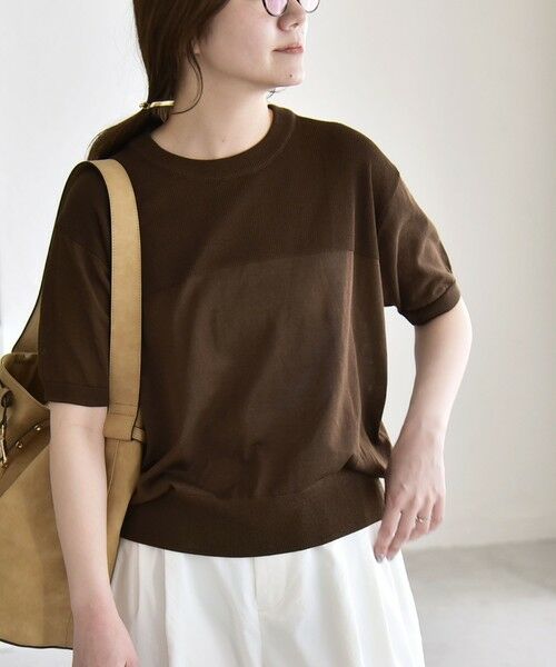 SHIPS / シップス ニット・セーター | 《予約》quaranciel:〈接触冷感/手洗い可能〉コンパクト シアー ニット TEE | 詳細22