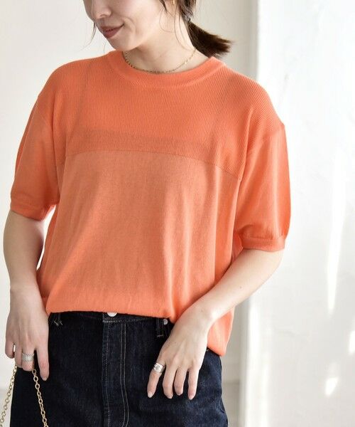 SHIPS / シップス ニット・セーター | 《予約》quaranciel:〈接触冷感/手洗い可能〉コンパクト シアー ニット TEE（オレンジ）