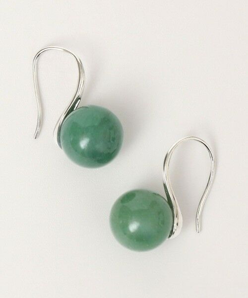 SHIPS / シップス ピアス・イヤリング | quaranciel: ゴールド フック ストーン ピアス（ライトグリーン）