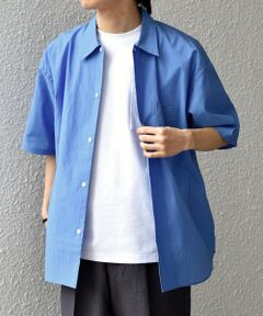 SHIPS / シップス シャツ・ブラウス | SHIPS any: JAPAN MADE ブルー ストライプ/ソリッド レギュラーカラー 半袖 シャツ◆