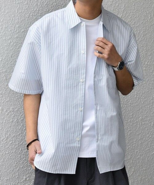 SHIPS / シップス シャツ・ブラウス | SHIPS any: JAPAN MADE ブルー ストライプ/ソリッド レギュラーカラー 半袖 シャツ◆ | 詳細3