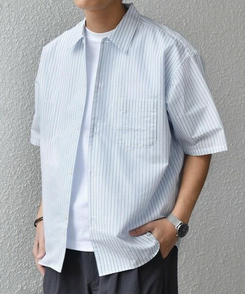 SHIPS / シップス シャツ・ブラウス | SHIPS any: JAPAN MADE ブルー ストライプ/ソリッド レギュラーカラー 半袖 シャツ◆ | 詳細4
