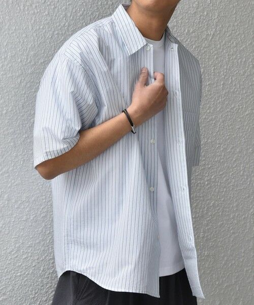 SHIPS / シップス シャツ・ブラウス | SHIPS any: JAPAN MADE ブルー ストライプ/ソリッド レギュラーカラー 半袖 シャツ◆ | 詳細5