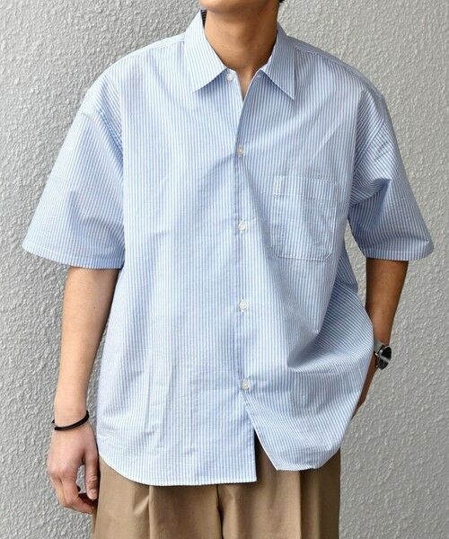 SHIPS / シップス シャツ・ブラウス | SHIPS any: JAPAN MADE ブルー ストライプ/ソリッド レギュラーカラー 半袖 シャツ◆ | 詳細10