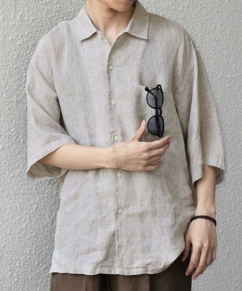 SHIPS / シップス シャツ・ブラウス | SHIPS any:〈洗濯機可能〉ピュアリネン リラックス オープンカラー シャツ◆（ライトグレー）