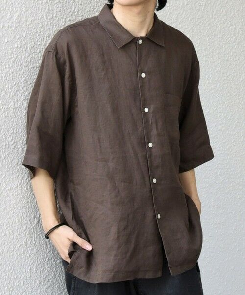 SHIPS / シップス シャツ・ブラウス | SHIPS any:〈洗濯機可能〉ピュアリネン リラックス オープンカラー シャツ◆（ブラウン）