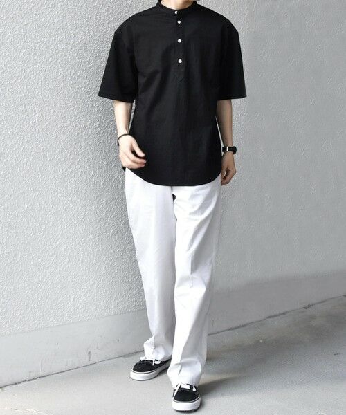 SHIPS / シップス シャツ・ブラウス | SHIPS any:〈接触冷感/ストレッチ〉360° THE CIRCLE STRETCH リネン ミックス バンドカラー プルオーバー シャツ(セットアップ対応)◆ | 詳細1