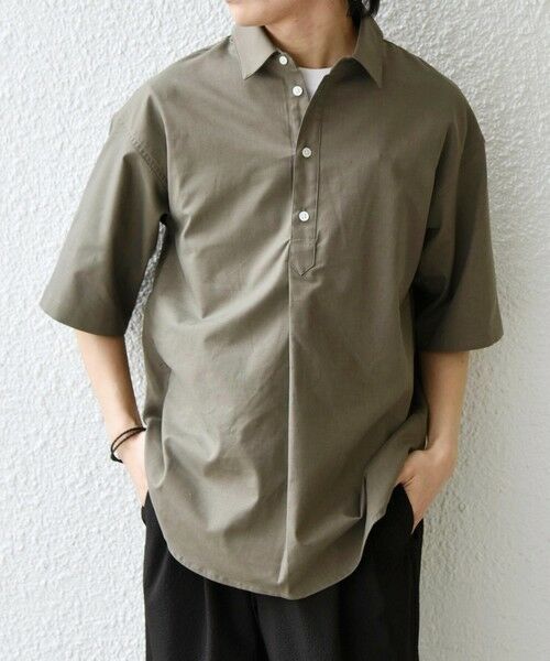 SHIPS / シップス シャツ・ブラウス | 【WEB限定】SHIPS any: ハイブリッドリネン プルオーバー シャツ(セットアップ対応) 26SS◆（オリーブ）