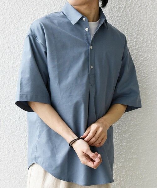 SHIPS / シップス シャツ・ブラウス | 【WEB限定】SHIPS any: ハイブリッドリネン プルオーバー シャツ(セットアップ対応) 26SS◆（ブルー）