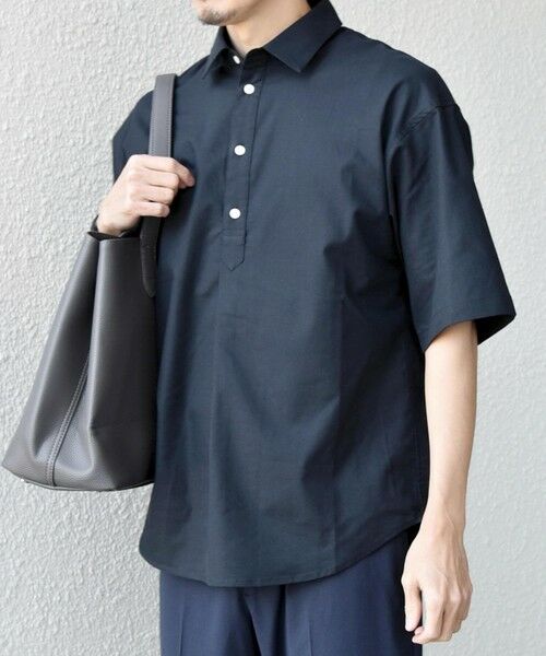 SHIPS / シップス シャツ・ブラウス | 【WEB限定】SHIPS any: ハイブリッドリネン プルオーバー シャツ(セットアップ対応) 26SS◆（ネイビー）