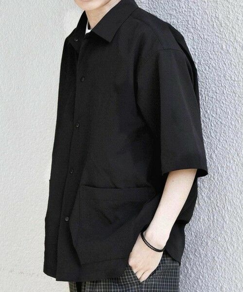 SHIPS / シップス シャツ・ブラウス | SHIPS any:〈撥水/軽量/ストレッチ〉SOLOTEX(R) シアサッカー キャンプポケット シャツ 26SS◆（ブラック）