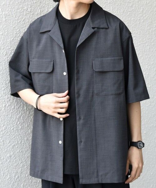 SHIPS / シップス シャツ・ブラウス | SHIPS any:〈通気性/遮熱/吸水速乾〉CALCULO(R) サマー トロピカル ポケット シャツ(セットアップ対応)◆（チャコールグレー）