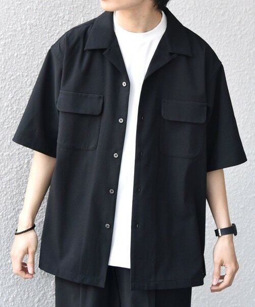 SHIPS / シップス シャツ・ブラウス | SHIPS any:〈通気性/遮熱/吸水速乾〉CALCULO(R) サマー トロピカル ポケット シャツ(セットアップ対応)◆（ブラック）