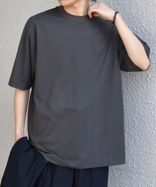 SHIPS / シップス Tシャツ | SHIPS any:〈遮熱〉SOLAMENT(R) セミ モックネック リラックス Tシャツ◆（チャコールグレー）