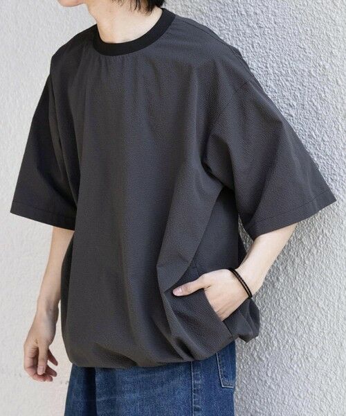 SHIPS / シップス Tシャツ | SHIPS any:〈撥水/軽量/ストレッチ〉SOLOTEX(R) シアサッカー スピンドル Tシャツ 26SS◆(チャコールグレー)