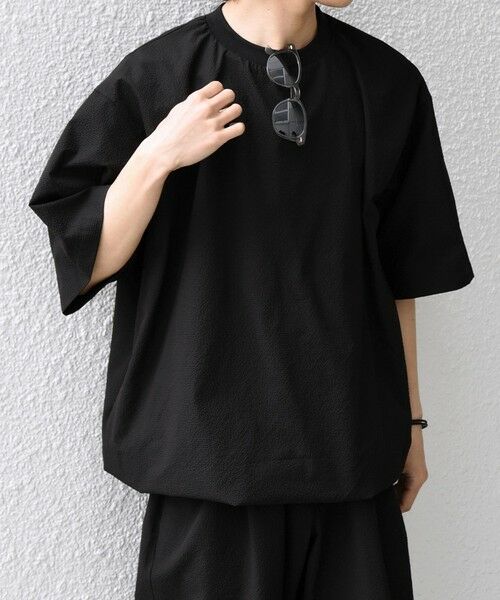 SHIPS / シップス Tシャツ | SHIPS any:〈撥水/軽量/ストレッチ〉SOLOTEX(R) シアサッカー スピンドル Tシャツ 26SS◆(ブラック)