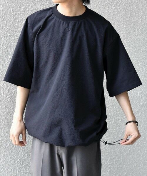 SHIPS / シップス Tシャツ | SHIPS any:〈撥水/軽量/ストレッチ〉SOLOTEX(R) シアサッカー スピンドル Tシャツ 26SS◆(ネイビー)