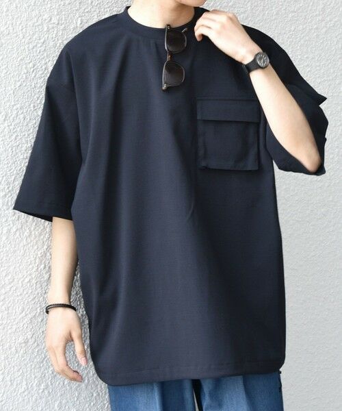 SHIPS / シップス Tシャツ | SHIPS any:〈通気性/遮熱/吸水速乾〉CALCULO(R) サマー トロピカル スピンドル ポケット シャツ(セットアップ対応)26SS◆（ネイビー）