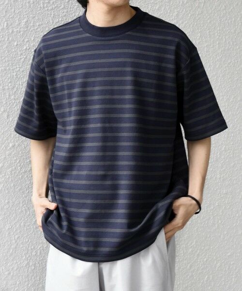 SHIPS / シップス Tシャツ | SHIPS any:〈洗濯機可能〉デザイン リブ ベーシック ボーダー Tシャツ◆(ダークネイビー)