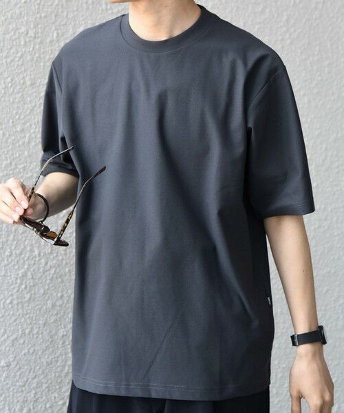 SHIPS / シップス Tシャツ | SHIPS any: SOLOTEX(R) バックピケ スロープネック ジャケット Tシャツ 26SS◆（チャコールグレー）